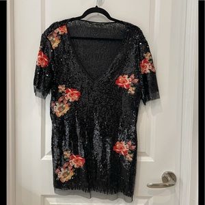 Zara sequined and embroidery flowers party dress